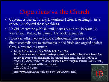 Copernicus vs. the Church