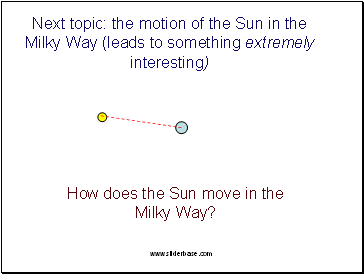 Next topic: the motion of the Sun in the Milky Way (leads to something extremely interesting)