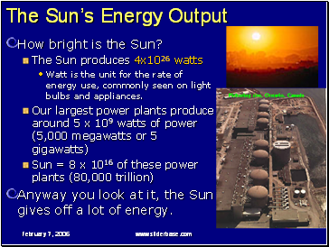 The Sun’s Energy Output
