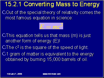 15.2.1 Converting Mass to Energy