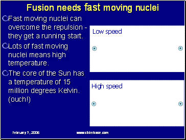 Fusion needs fast moving nuclei