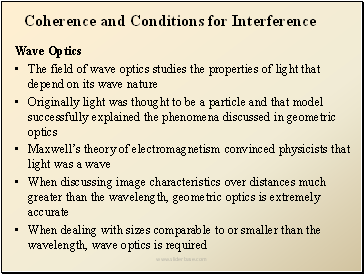 Coherence and Conditions for Interference