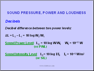 SOUND PRESSURE, POWER AND LOUDNESS