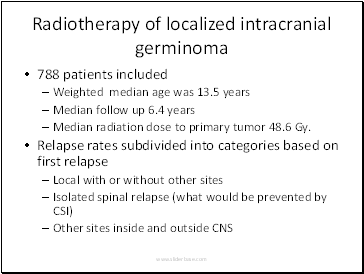 Radiotherapy of localized intracranial germinoma