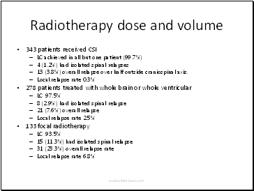 Radiotherapy dose and volume