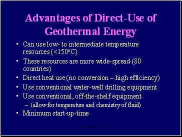 Advantages of Direct-Use of Geothermal Energy