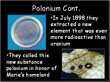 Polonium Cont.