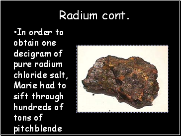 Radium cont.