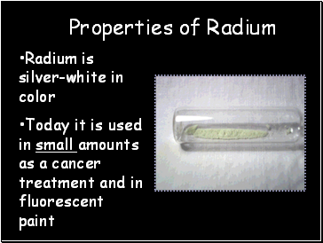 Properties of Radium