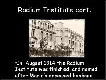 Radium Institute cont.