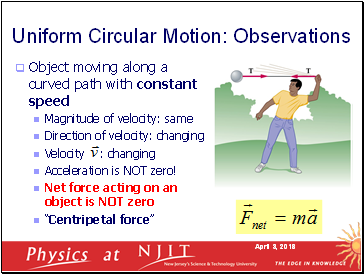 Uniform Circular Motion: Observations