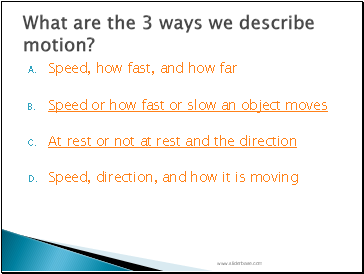 Speed, how fast, and how far