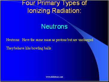 Four Primary Types of Ionizing Radiation: Neutrons