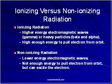 Ionizing Versus Non-ionizing Radiation