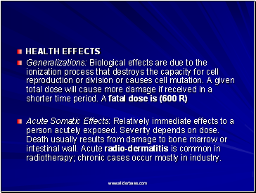 HEALTH EFFECTS