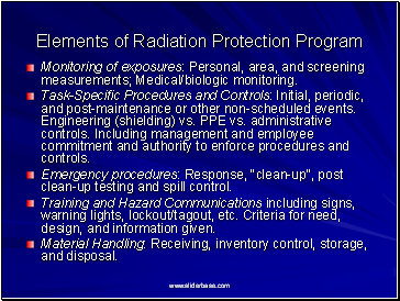 Elements of Radiation Protection Program