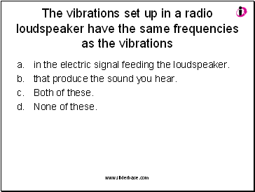 The vibrations set up in a radio loudspeaker have the same frequencies as the vibrations