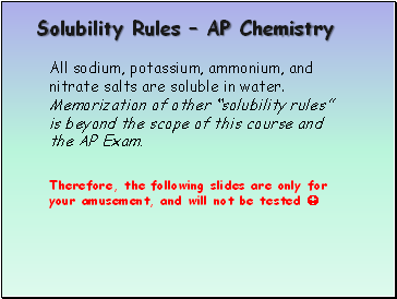 Solubility Rules – AP Chemistry