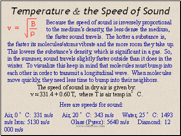 Temperature & the Speed of Sound