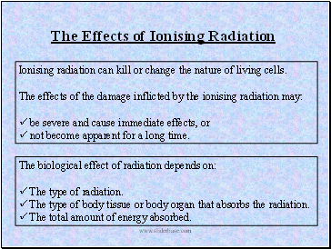 Ionising radiation can kill or change the nature of living cells.