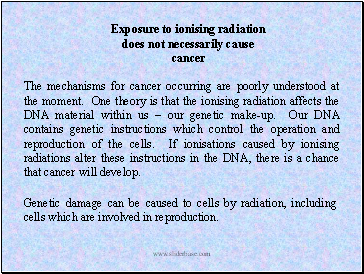 Exposure to ionising radiation does not necessarily cause cancer