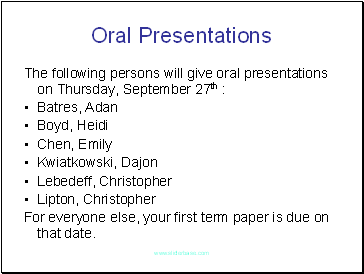 Oral Presentations