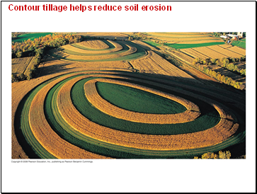 Contour tillage helps reduce soil erosion