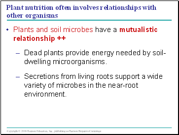 Plant nutrition often involves relationships with other organisms