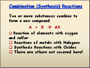 Combination (Synthesis) Reactions