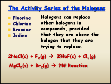 The Activity Series of the Halogens