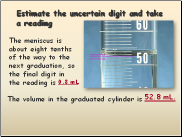 Estimate the uncertain digit and take a reading