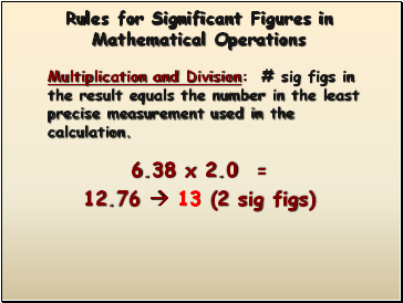 Rules for Significant Figures in Mathematical Operations