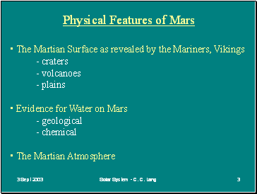 Physical Features of Mars