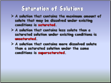 Saturation of Solutions
