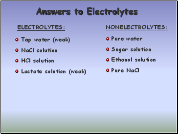 Answers to Electrolytes