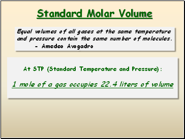 Standard Molar Volume