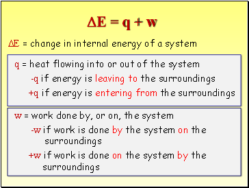 E = q + w