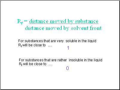 Rf = distance moved by substance