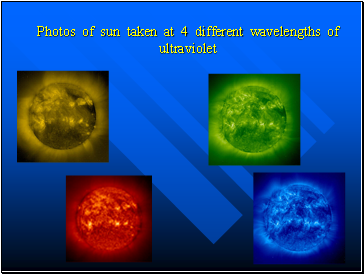 Photos of sun taken at 4 different wavelengths of ultraviolet