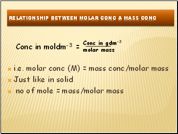 Relationship between molar conc & mass conc