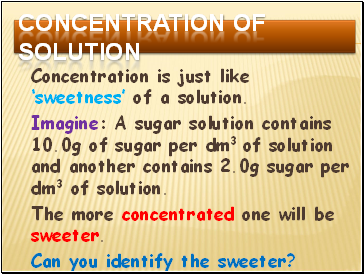 Concentration of solution