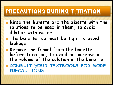 Precautions during titration