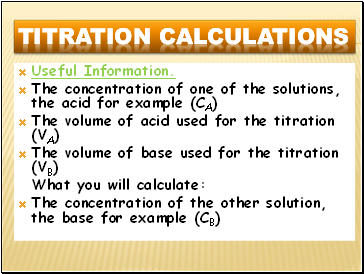 Titration Calculations