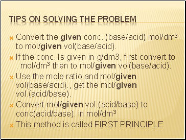 Tips on solving the problem