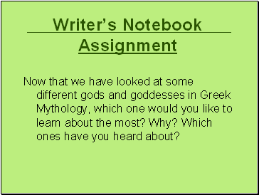 Writer’s Notebook Assignment
