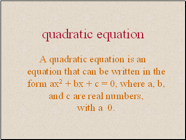 Quadratic equation