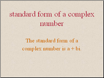 Standard form of a complex number