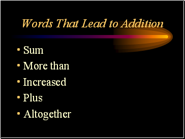 Words That Lead to Addition