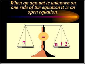When an amount is unknown on one side of the equation it is an open equation.