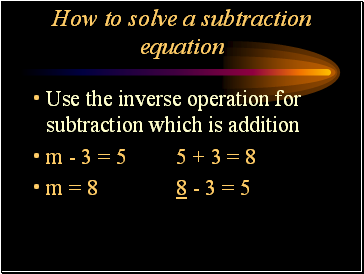 How to solve a subtraction equation